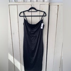 xxxiticat Black Shiny Satin Slip Dress Medium NWT